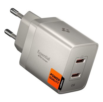 Spigen Essential EE472EU-GAN 2 pieslēgvietu 47W sienas lādētājs - Titanium