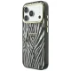 Чехол Guess IML Zebra Glitter Triangle Logo MagSafe для iPhone 17 / 18 Pro Max, серебристый