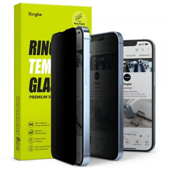 Apple iPhone 14 / 13 / 13 Pro 6.1'' Ringke Privatization Tempered Glass ( Full Screen) | Pilna Pārklājuma Ekrāna...