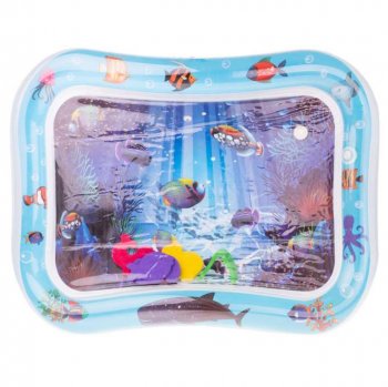 Piepūšamais krāsains bērnu ūdens paklājs ar kustīgiem ūdens dzīvniekiem/zivtiņam zīdaiņiem - 62x45 cm | An inflatable children's colorful water mat with moving aquatic animals/fishes for babies - 62x4
