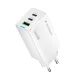 Сетевое зарядное устройство Wozinsky GaN 65W, 2x USB-C/USB-A + кабель, белое