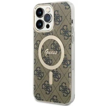 Чехол Guess для iPhone 15 Pro Max IML 4G MagSafe, коричневый