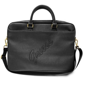 Сумка Guess Saffiano Script для ноутбука 16", черная