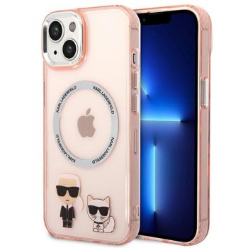 Karl Lagerfeld Karl & Choupette Aluminum MagSafe Case for iPhone 14 Plus, Pink
