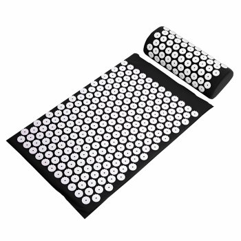 Acupressure Mat and Pillow Set for Back Neck and Shoulder Pain Relief, black