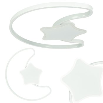 Dimmable LED Ceiling Light for Kids' Room Moon with Remote Control, white