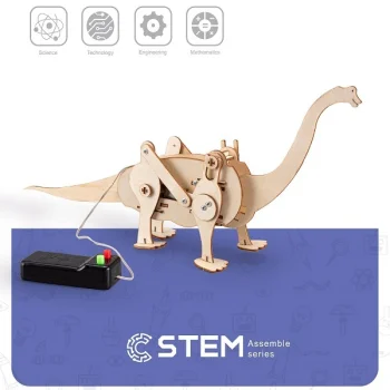 Деревянный конструктор робот-брахиозавр, обучающая STEM-игрушка