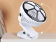 Galda ventilators ar klipsi un LED lampu, 3 režīmi, uzlādējams, balts/melns