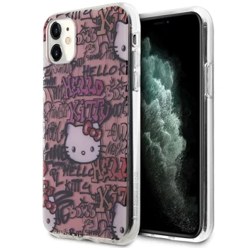 Чехол Hello Kitty для iPhone 11 / XR IML Tags Graffiti, розовый