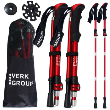 Verk Group Nordic Walking un trekinga nūjas ar piederumiem un somu, Sarkanas