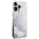 Guess iPhone 14 Pro Max vāciņš Liquid Glitter Marble, balts