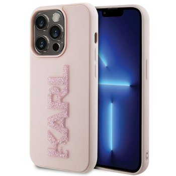 Karl Lagerfeld iPhone 15 Pro Max Case 3D Logo Glitter, Pink