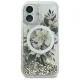 Guess iPhone 16 Case Liquid Glitter Flower MagSafe, Beige