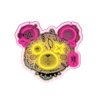 LED neona izkārtne PUNK MIŚ Art Forever Light FLA01, rozā-dzeltena
