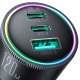 Joyroom JR-CCN07 auto lādētājs 120W 2xUSB-C USB-A + USB-C kabelis 100W - tumši pelēks | Phone Car Charger
