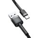 Baseus Cafule USB to USB Type C Data Charging Cable 3A 1m, Gray+Black | Lādētājvads Datu Pārraides Kabelis