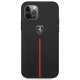 Ferrari iPhone 12 Pro Max Case Off Track Leather Nylon Stripe, Black