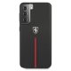 Ferrari Samsung Galaxy S21 Case Off Track Leather Nylon Stripe, Black