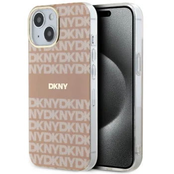 DKNY iPhone 15 / 14 / 13 vāciņš IML Mono & Stripe MagSafe, rozā