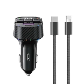 Bluetooth FM-трансмиттер автозарядка XO BCC17 30W с кабелем, черный