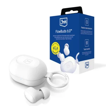 Беспроводные TWS наушники 3mk FlowBuds 6.0 с клипсой, Bluetooth 6.0, белый