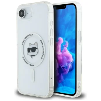 Чехол Karl Lagerfeld IML Metal Choupette Head MagSafe для iPhone 16e, Белый