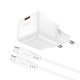 Acefast A73 mini PD 20W GaN sienas lādētājs + USB-C kabelis – balts
