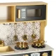 Bērnu koka virtuve ar ledusskapi un krīta tāfeli LULILO, Zelta | Kids Wooden Kitchen with Refrigerator