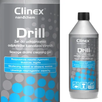 Gēla līdzeklis izlietņu un kanalizācijas cauruļu aizbēršanai CLINEX Drill 1L | Gel agent for unclogging sinks...