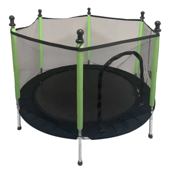 Bērnu batuts ar aizsargtīklu un bumbām, 140 cm, zaļš