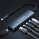 USB-C 6 in 1 Hub Wozinsky WHBC10Y4S Multifunctional, Aluminum, with 25 cm Cable - Gray