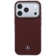 Mercedes Leather Semi Wrap Wood Effect MagSafe vāciņš iPhone 17 Pro, Sarkans