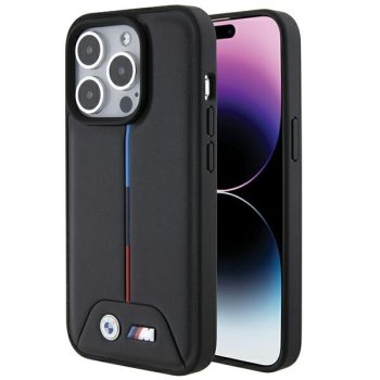 BMW Quilted Tricolor vāciņš Apple iPhone 15 Pro - Melns