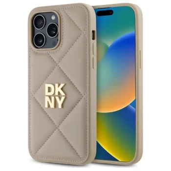 DKNY iPhone 14 Pro Max vāciņš Quilted Stack Logo, bēšs