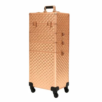 Профессиональный большой косметический чемодан на колесах, Rose Gold