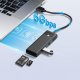 Orico PAPW3AT-U3 USB centrmezgls ar 3x USB-A 3.0 un microSD/SD karšu lasītāju, 1m, melns