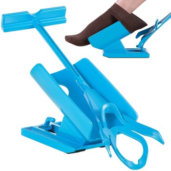 Sock Aid Helper with Long Handle Shoe Horn for Easy Sock and Stocking Application