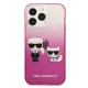 Чехол Karl Lagerfeld Gradient Ikonik Karl&Choupette для iPhone 13 Pro / 13 розовый