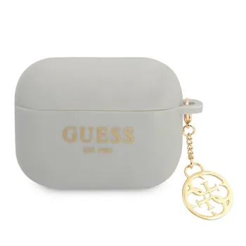 Guess GUAPLSC4EG Silicone Charm 4G Collection AirPods Pro maciņš, pelēks