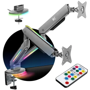 Игровой кронштейн для двух мониторов NanoRS RS166, RGB LED, 17-32", 2x9кг