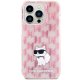 Karl Lagerfeld Monogram Choupette Case for iPhone 15 Pro, Pink