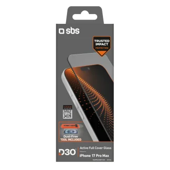 Sbs iPhone 17 Pro Max aizsargstikls ar D3O tehnoloģiju un aplikatoru