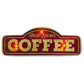 Металлическая ретро-вывеска Forever Light LED Fresh Brewed Coffee