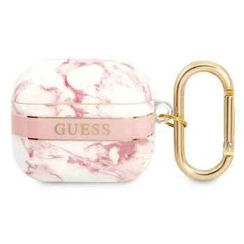 Чехол Guess AirPods 3 Marble Strap Collection Розовый