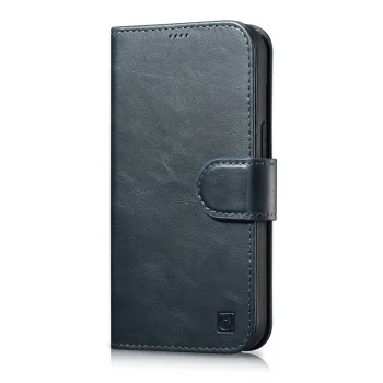 Icarer iPhone 14 Pro Max Oil Wax Leather Wallet Case 2in1, Blue
