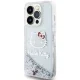 Чехол Hello Kitty для iPhone 15 Pro Liquid Glitter Charms Kitty Head, серебристый