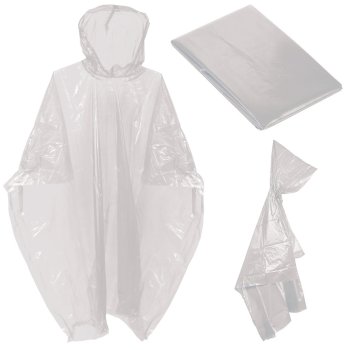 Lightweight Waterproof Rain Poncho with Hood for Adults, white