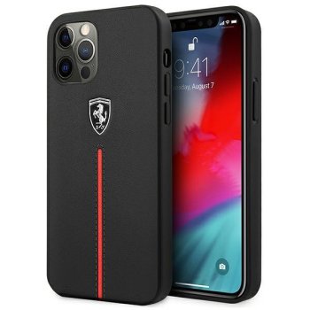 Ferrari iPhone 12 Pro Max vāciņš Off Track Leather Nylon Stripe, melns