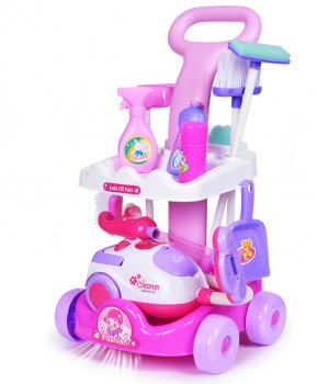 Bērnu spēļu rotaļu tīrīšanas komplekts, ratiņi ar putekļsūcēju un piederumiem | Cleaning trolley with vacuum cleaner and accessories