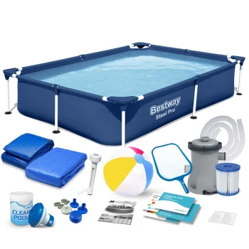 Bestway 56401N karkasa baseins 221x150x43 cm ar piederumiem
